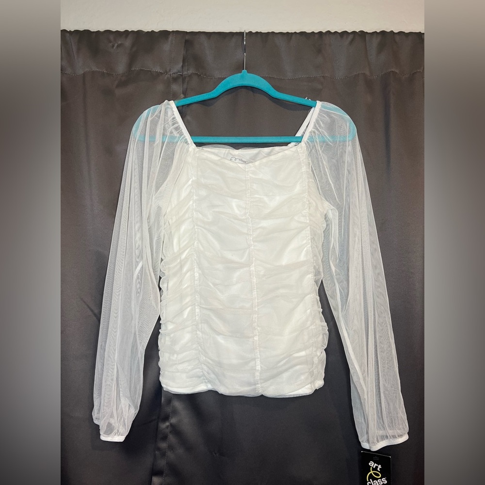 dressy White lace shirt from target .Great for  the Holidays